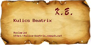 Kulics Beatrix névjegykártya